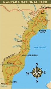 The Lake Manyara Map depicts the lake as well as the streets