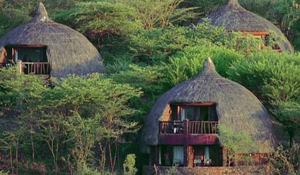 The 3 lodges called rondavels in Serengeti Serena Safari