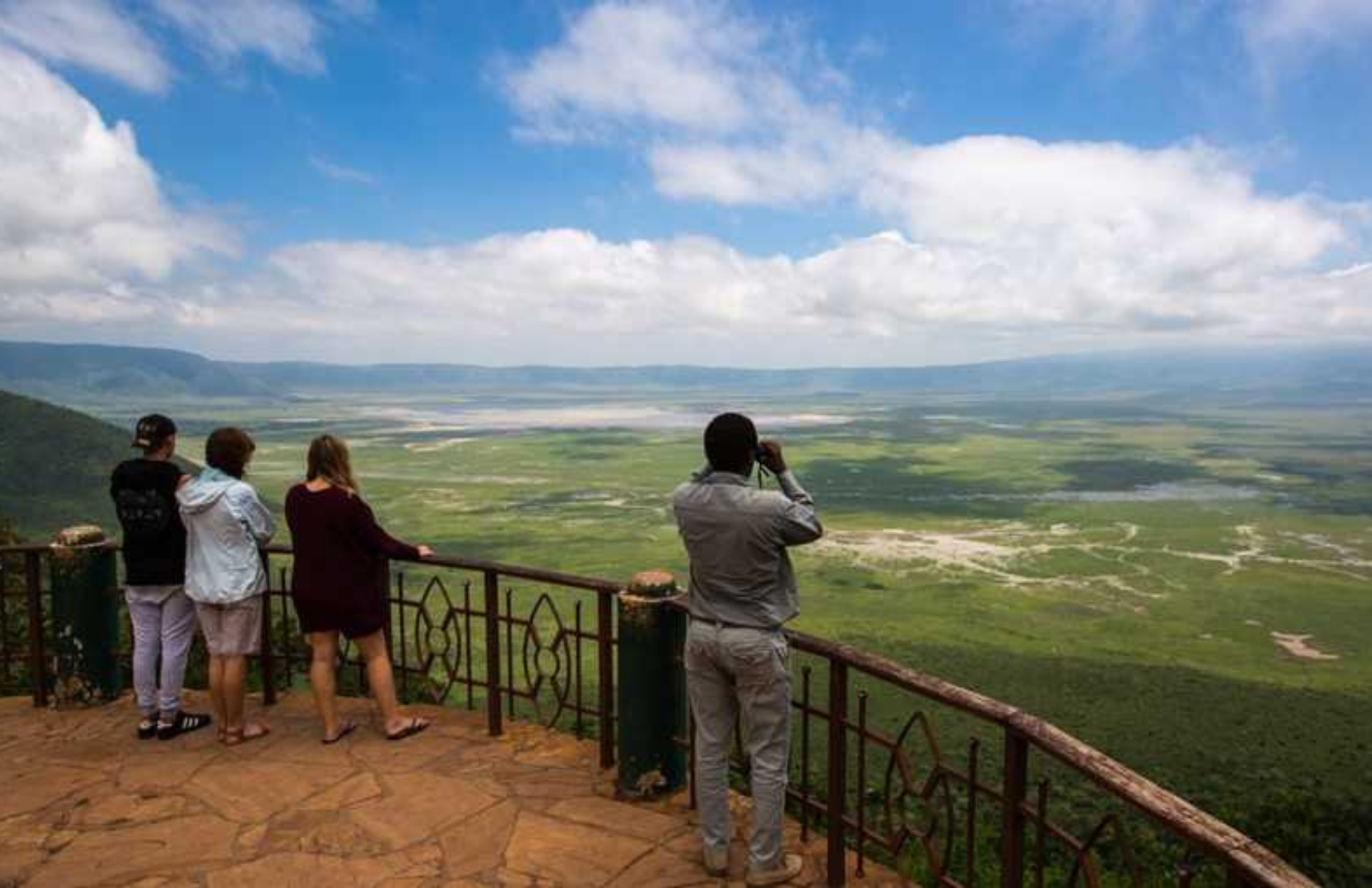 People taking photographs of the Ngorongoro Crater